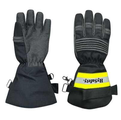Meta-aramid with flame retardant fabric back Long cuff EN659 certified Firefighter Gloves with Impact Protection and EN388 3X43F