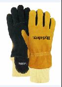 Firefighter Gloves Two-ply Kevlar wristlet with leather pull-tab cuff