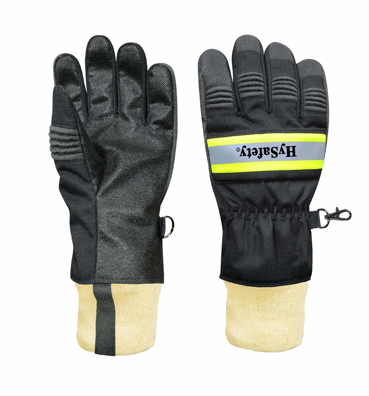 Kevlar Knit cuff EN659 certified Firefighter Gloves with Moisture Barrier and Reflective Strap  and EN388 4X43F