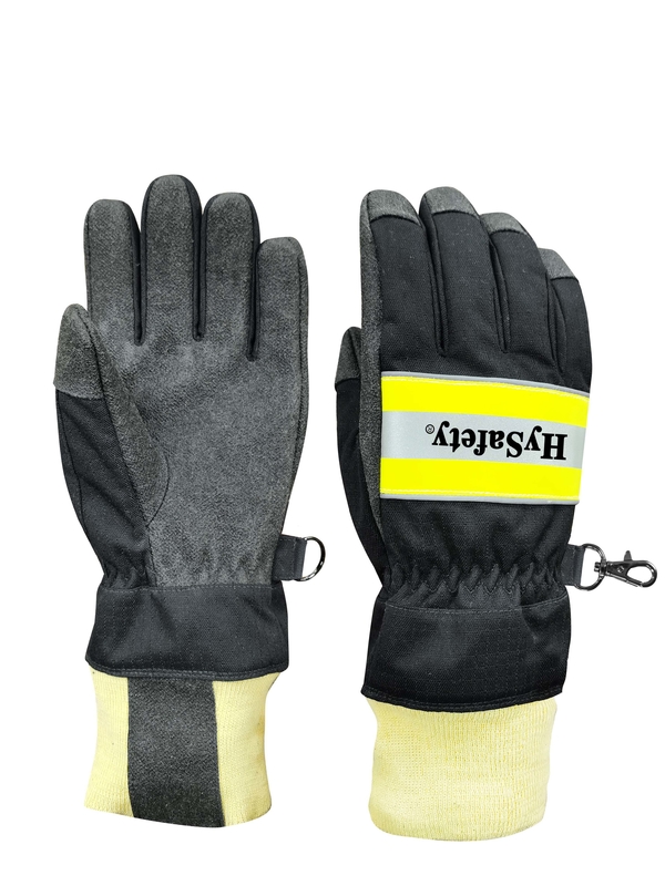 EN659 certified Moisture Barrier and Reflective Strap Firefighter Gloves with Meta-Aramid and Flame Retardant Fabric Cuff